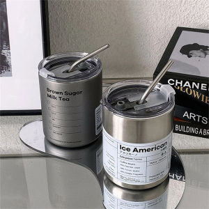 Tumbler Kopi Coffee Stainless 304 Gelas Cangkir Kopi Termos Thermos Kopi Dan Teh Tahan Air Panas Portabel Botol Minum Kopi Cup Dengan Jerami Stainless