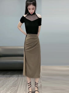 กระโปรงยาวปานกลางผู้หญิงฤดูใบไม้ผลิและฤดูใบไม้ร่วง กระโปรงทรงตรงเข้ารูปแบบ OL พร้อมซิป ทรงเอ ความยาวปานกลาง กระโปรงทรงเอ ทรงเข้ารูป