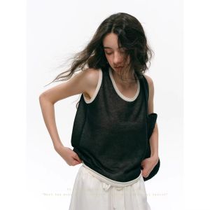 SHEITAOZI | Breathable Slim-Fit Loose Double-Layered Color-Block Tank Top for Summer
