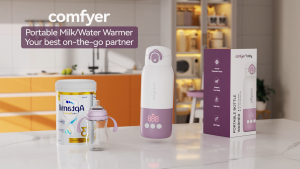 Comfyer Portable Baby Bottle Warmer for Travel Portable Milk Warmer with Fast Heating & Long Battery Life Instant Breast Milk Formula/Water Warmer with 12 Ounces Big Capacity Baby Flask for Vehicle