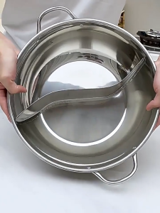 2 in 1 Stainless Steel Hot Pot Shabu Induction Gas Stove Cookware Soup Cooking Pot Periuk Steamboat
