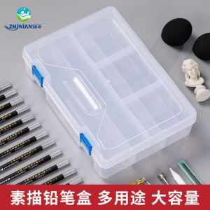 Hộp Đựng Bút Chì Vẽ Minh Họa Dung Tích Lớn Trong Suốt Bằng Nhựa Hai Lớp Đựng Dụng Cụ Vẽ Mỹ Thuật Cho Học Sinh