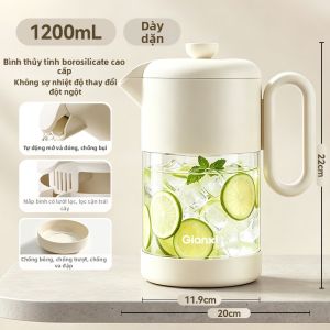 GIANXI | Bình Nước Lạnh Dung Lượng Lớn Chống Nhiệt Từ Thủy Tinh Borosilicate