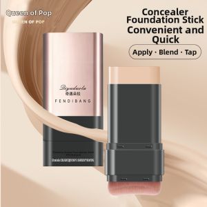 Waterproof Sweatproof DoubleEnded Foundation Stick with Brush Head LongLasting Color NaturalLooking Makeup Remover Bubble Queen