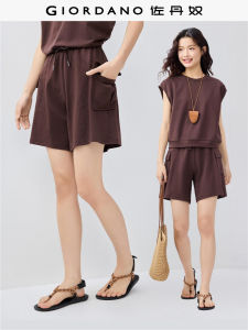 Giordano Womens Workwear Shorts Summer New Pure Cotton Casual Pants Elastic Waist Knitted Sweatpants Street Style Sport Casual