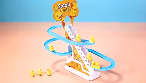 【SG Stock】Electric Duck Slide Track Toy with Light & Music Auto Stair Climbing Racing Game