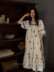 Summer Short Sleeve Cotton Long Nightgown