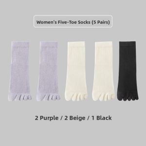 MiiOW | Womens Mid-Calf Thin Breathable Cotton Socks Five Fingers Separate Toe Socks Anti-Odor Quick-Dry Spring Summer New Arrival