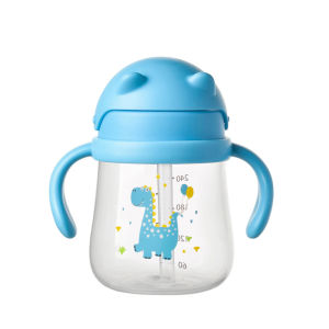 270ML Cute Baby Straw Cup With Double Easy-grip Handle Portable Children Training Drinking Cup Anti-choking Water Cup