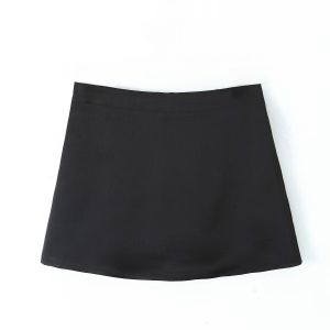 Macaron Color Series Smooth Satin High Waist A-Line Mini Skirt Glowing Vintage Style Short Skirts for Young Women