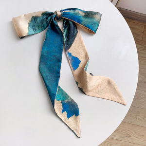 ผ้าพันคอไหมสไตล์ย้อนยุคสำหรับผู้หญิง ผ้าพันคอผูกโบว์ผีเสื้อ ผ้าคลุมผมสไตล์ย้อนยุค ผ้าคลุมไหล่ฤดูใบไม้ผลิและฤดูใบไม้ร่วง