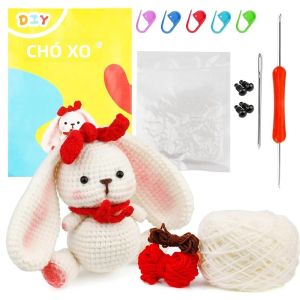 Bộ Dụng Cụ Móc Len Tự Làm Fenrry Dành Cho Người Mới Bắt Đầu - Mẫu Nhím & Thỏ Với Len Móc Đánh Dấu Mũi Khâu & Hướng Dẫn