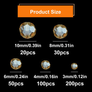 Golden Champagne Austrian Crystal Glass Faceted Round Loose Spacer Beads 3~10mm For Handmade Jewelry Making DIY Bracelet Earring