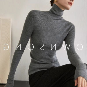 Fashion Seamless Knit Turtleneck Top Slim Fit