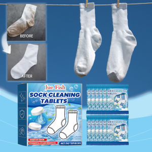 Sock Cleaning Tablets Remove Stubborn Stain Deodorization Keep Fresh Antibacterial White Sock Cleaning Effervescent Tablets 12pc