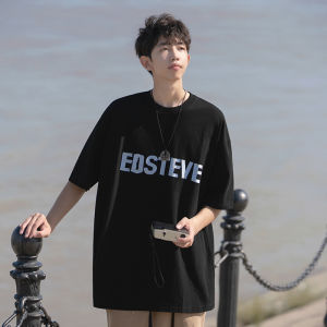 American Retro Letter Print Short Sleeve T-Shirt Men Summer Trendy Loose Casual Teenage Versatile Half Sleeve Body T-shirt