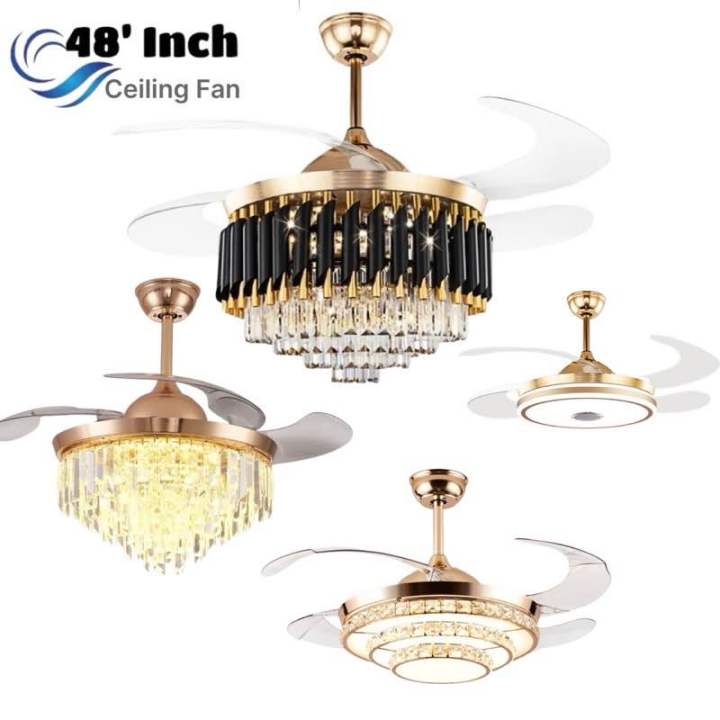 LED Crystal Ceiling Fan Light Home Simple Ceiling Fans with Lights | Lazada