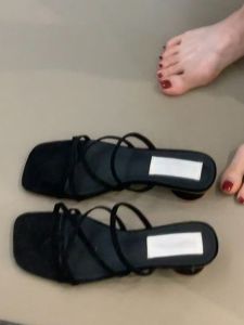 CAIZINI | Square Toe Open Toe Cross Strap Sandals