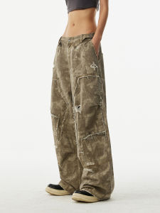 Quần Ống Rộng Thường Ngày Cho Nam Quần Dài Ống Đứng Phong Cách Mỹ Cổ Điển Quần Làm Việc Quần Jeans Cạp Cao in Họa Tiết Camuflage