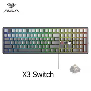 AULA | AULA F108 Pro V2 Esports Gaming Mechanical Keyboard Tri-Mode 100% Layout Keycaps RGB Backlight Hot-swap for PC Computer Gamers