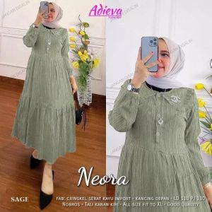 GAMIS MIDI DRESS LENGAN PANJANG BUSUI KANCING DEPAN CERINGKE LEDY CRUSH BAHAN NYAMAN IMPORT MURAH BERKUALTAS