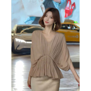 ZHILU | Áo Blouse Vòng Cổ V Xòe Elegance Cho Mùa Hè