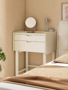 WEISHA | Compact Bedroom Real Wood Dressing Table Creamy White