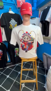 Kaos Pria Premium Motif 3Dimensi Panda Topeng Animasi Tshirt Oblong Laki Hc0812 By hans & co Katun