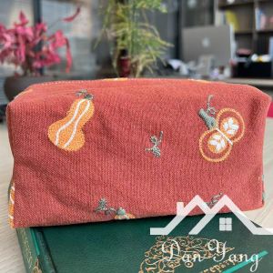 Embroidered Tissue Box Outdoor Hanging Rope Office Storage Organizer Long Rectangle Fabric Tissue Holder Desktop Style
