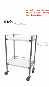 Xe đẩy Inox DrViet-30x40-2 tầng-1 vòng thau