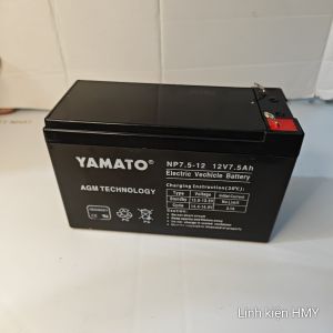 Ắc quy 12V7.5Ah xe điện trẻ em chính hãng YAMATO pin quạt tích điện loa kéo bình phun thuốc sâu