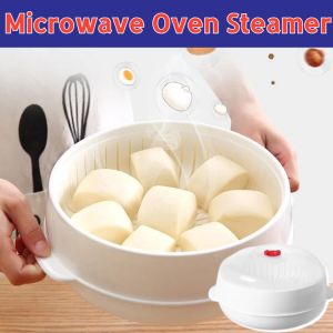 Microwave Oven Steamer Large Round Steamer Food Heating Steamer High Temperature Resistant