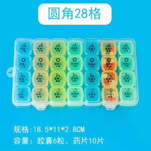 Food Grade Portable Medicine Box Weekly Tablet Organizer 28 Compartments Daily 4 Meals Remind Pill Box Compact Storage Case