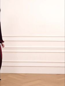 Wine Red Banquet Dress High Waist V-Neck Design