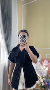 KEMEJA WANITA SLIT TOP BANGKOK PREMIUM TERBARU / ATASAN VIRAL / BLOUSE KEKINIAN