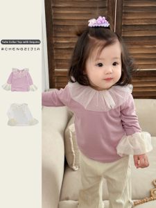 Girls Lace and Sequin Collar Shirt