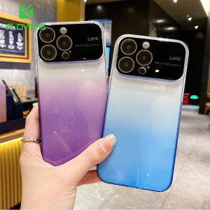 FLOVEME Luxury Large Window Phone Case For iphone 14 13 12 11 Pro Max Gradient Transparent Full Protection Soft TPU Shockproof Back Cover For iphone 14 13 12 11