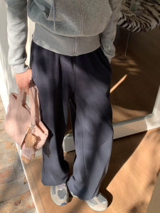 Gray High Waist Drapey Loose Straight Leg Sweatpants Womens Spring Autumn 2025 New Style Casual Long Pants Commute Fashion