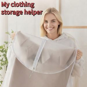 1-10PC Clothes Dust Cover Household PE Transparent Waterproof Coat Suit Cover WashableHanging Pocket Clothing Organizer