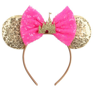2025 Disney Castle Fireworks Mouse Ears Headband Sequins Bow Hairband For Girls Children Featival Party DIY Hair Accessories