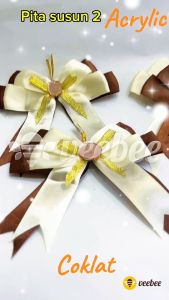 Pita Hias Hampers Lebaran | Pita Susun 2 Acrylic Gold Rosegold | Dekorasi Hampers Ramadhan
