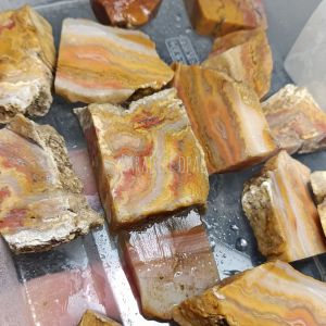 BATU ASLI Bahan Lempengan Akik Lace Agate Pancawarna Lapis Kirim RANDOM