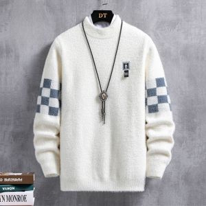 ROMON | Lormen Mens Mid-High Collar Thickened Woolen Sweater Fashionable Casual Winter Knitted Wear For Young Men Urban Style