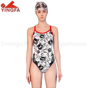 Yingfa Women Training Competition Racing Sporty Swimwear Female Bathing Suit Girls Professional Swimwear Digital Printing Cartoon One Piece Swimsuit