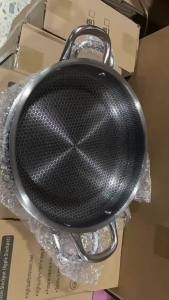 Chảo Chống Dính Bằng Thép Không Gỉ 410 Chảo Đáy Tổ Ong Chảo Rán Cho Bếp Điện Từ & Bếp Gas 28/30CM Chảo Đầu Bếp Thân Thiện Với Môi Trường