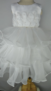 Big Joy Baby Elegant White Party Dress with Elegant Tulip Flower with Pearl For Ages 3 to 24 Months Old 561106