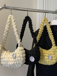 Fashionable Cloud Folded Bubble Womens Bag Simple Commuter Bag Pure Color Handheld Underarm Bag Womens Shoulder Bag