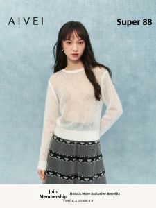 AIVEI | Lace Texture Water Drill Lazy Style Sweater
