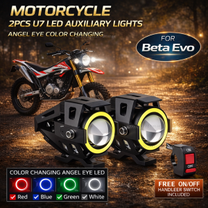 Waterproof Motorcycle LED Headlight 3000LMW U7 Motorbike LED Driving Fog Spot Light with Switch For Buell 1125R 1125CR XB12R