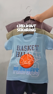 Setelan Baju bayi anak laki laki motif karakter BASKETBALL WARNA usia baby 3-15 bulan MAX BB 10 KG.